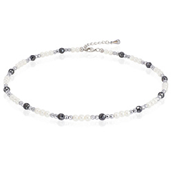 Чокер из натурального гематита и жемчуга-майорки Miniature Pearl&Silver