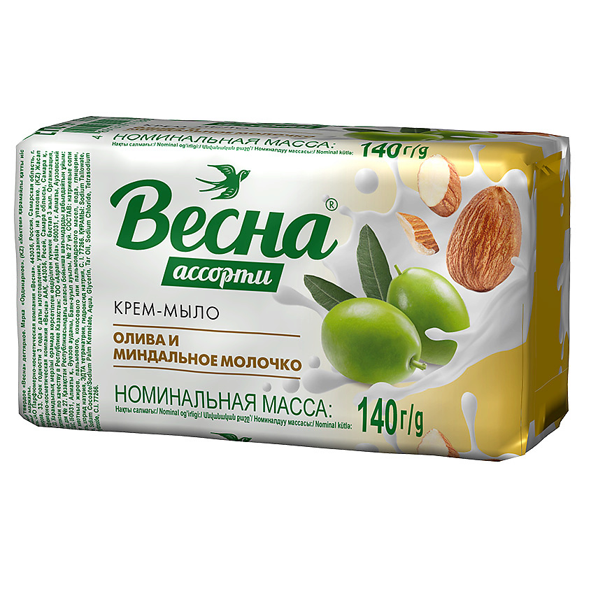 ВЕСНА Крем-мыло туалетное твердое олива и миндальное молочко купить по ...