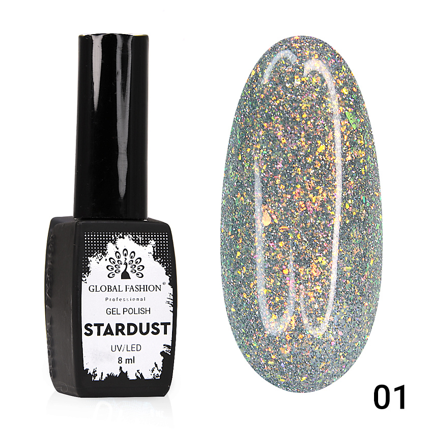 GLOBAL FASHION Гель лак Stardust 01, цвет: Черный купить по цене 366₽ в ...