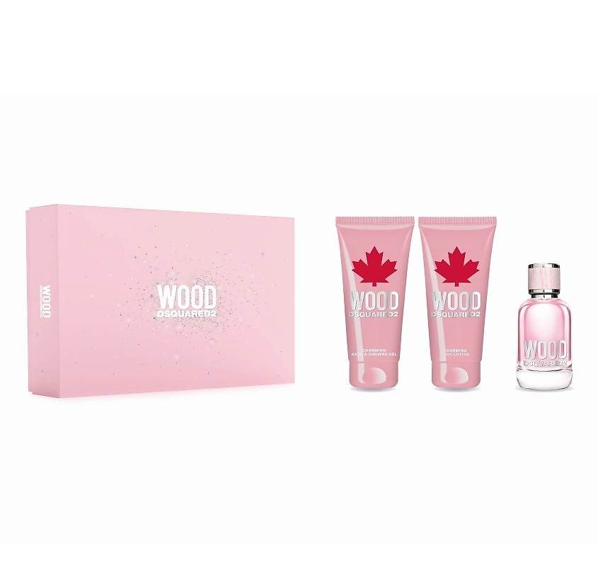 Изображение товара DSQUARED2 Подарочный набор женский Wood Pour Femme 2, Туалетная вода 50 мл + лосьон для тела 100 мл + гель для душа 100 мл