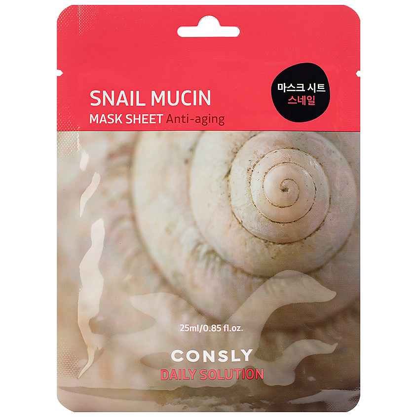 Изображение товара CONSLY Тканевая маска для лица с муцином улитки Facial Tissue Mask With Syn-Ake Peptide, 25 мл