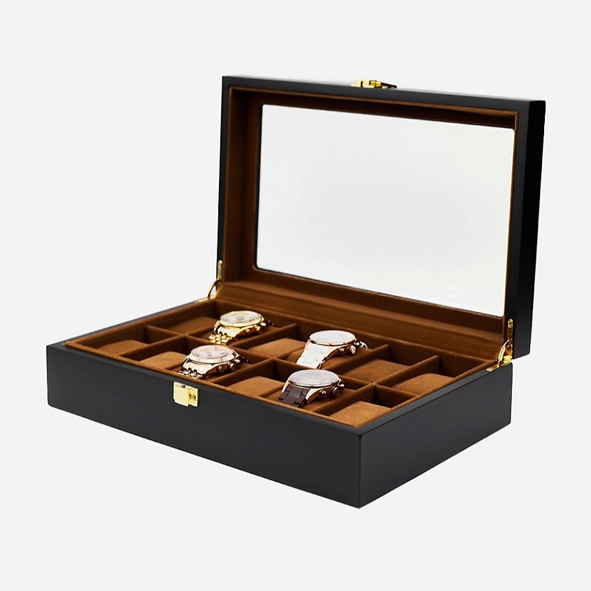 Изображение товара CLOX Шкатулка для хранения 12 наручных часов, дерево, W42-K, Черный
