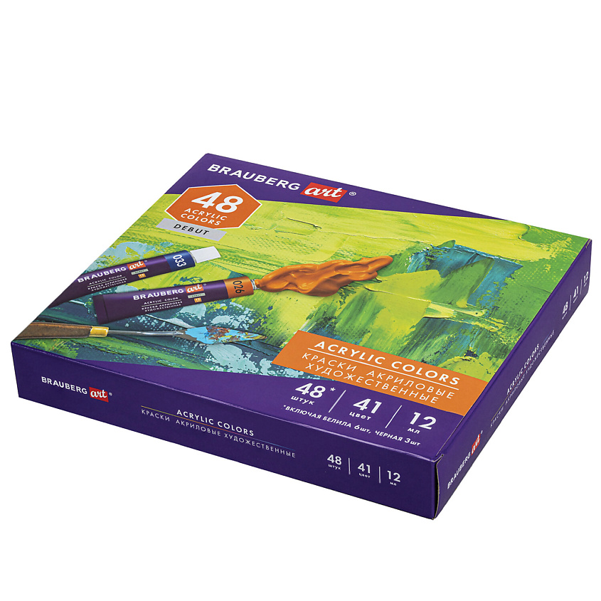 Изображение товара BRAUBERG Краски акриловые художественные ART DEBUT в тюбиках, 48 шт