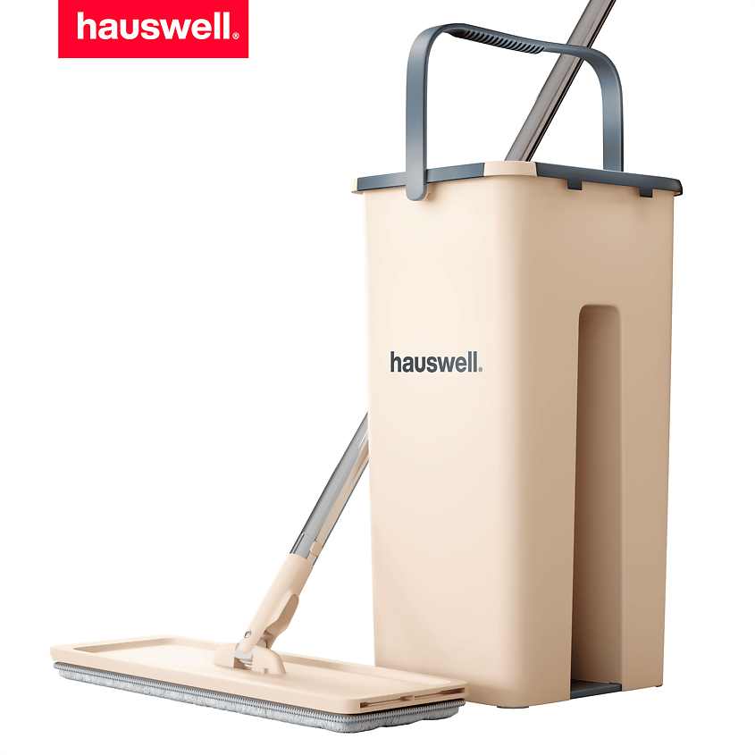 Изображение товара HAUSWELL Швабра c отжимом и ведром Smart Mop, Ведро - 7л (отсек 3.5 л), размер флаундера - 32х11 см.