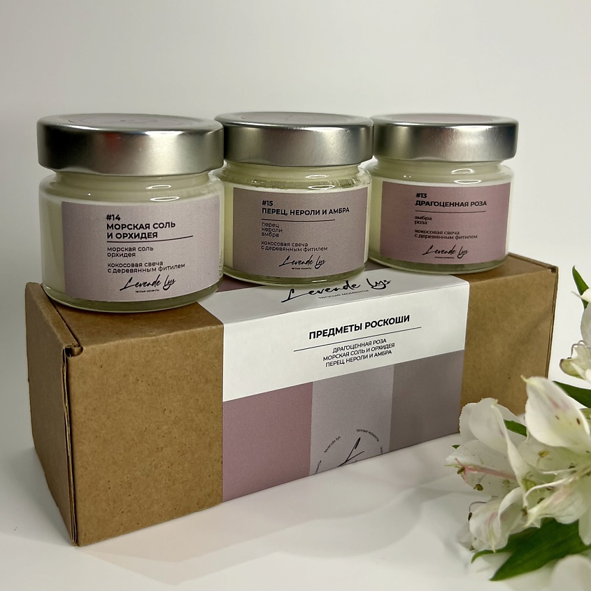 Изображение товара LEVENDE LYS ТЁПЛЫЕ МОМЕНТЫ Свечи ароматические набор, 3 свечи по 100 мл