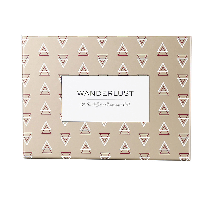 Изображение товара WANDERLUST Подарочный набор Saffiano Champagne Gold. Комплект: визитница + обложка на паспорт., 2 шт.