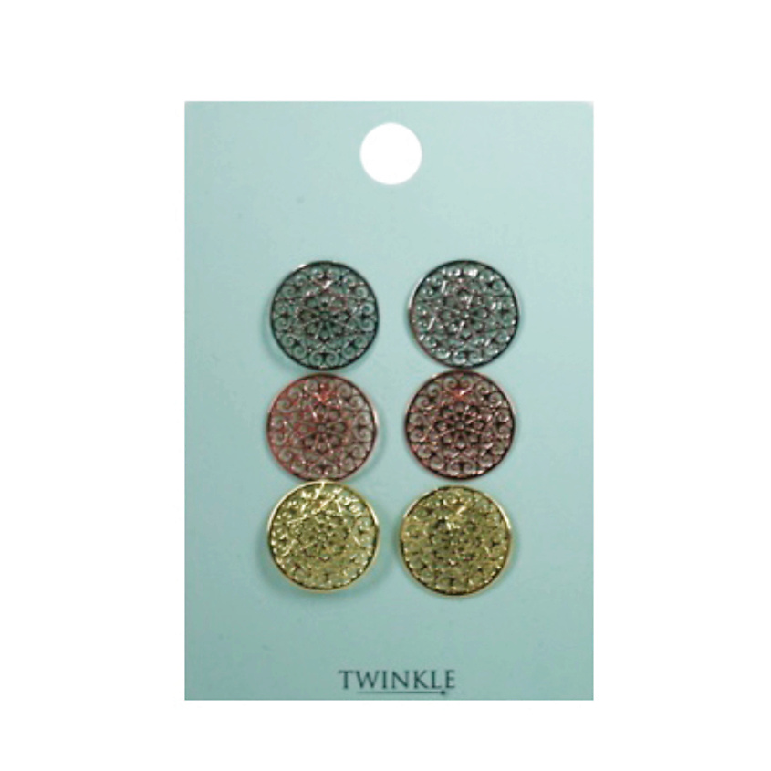Изображение товара TWINKLE набор из 3 пар серег Lace стильные женские украшения