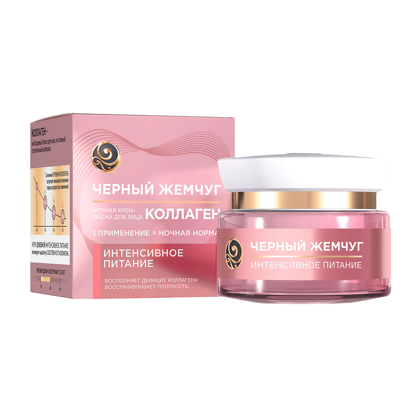 Изображение товара ЧЕРНЫЙ ЖЕМЧУГ ПИТАНИЕ КОЛЛАГЕН Ночная крем-маска для лица, 46 мл