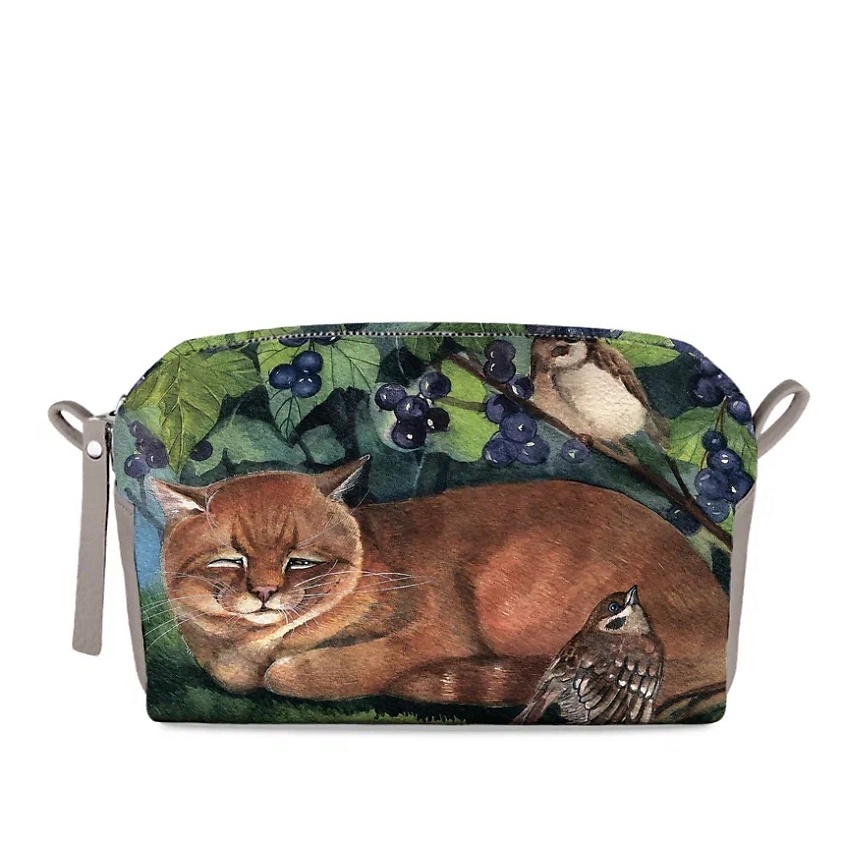 Изображение товара МАХАОН Косметичка женская большая кожаная, зеленый, рыжий