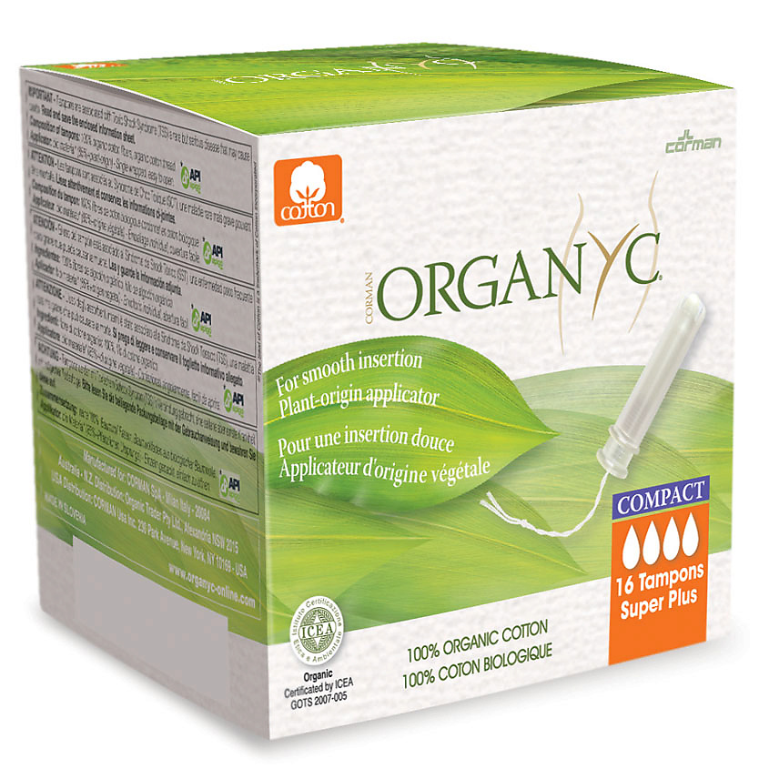 Изображение товара ORGANYC Тампоны гигиенические с компактным аппликатором SUPER PLUS (4 капли), 16 шт.