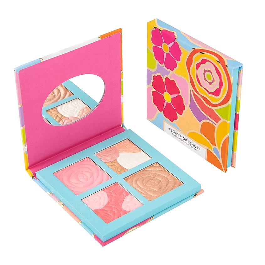 Изображение товара Палетка румян и хайлайтеров FLOWER OF BEAUTY 14 г, яркие оттенки для женского макияжа