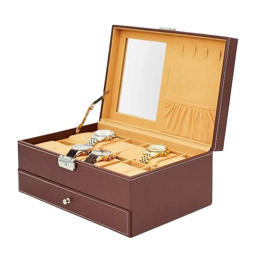 Изображение товара CLOX Шкатулка для часов и украшений, двухуровневая, W80C, Коричневый