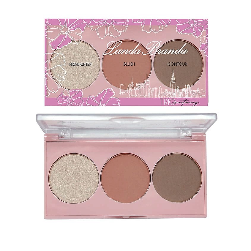 Изображение товара Палетка для контуринга LANDA BRANDA ТРИО Sunset 9г, хайлайтер румяна бронзатор