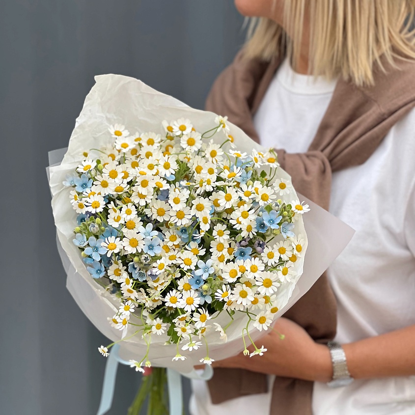 Изображение товара VERESK Нежный полевой букет с ромашками и незабудками. Veresk 183, 1 шт.