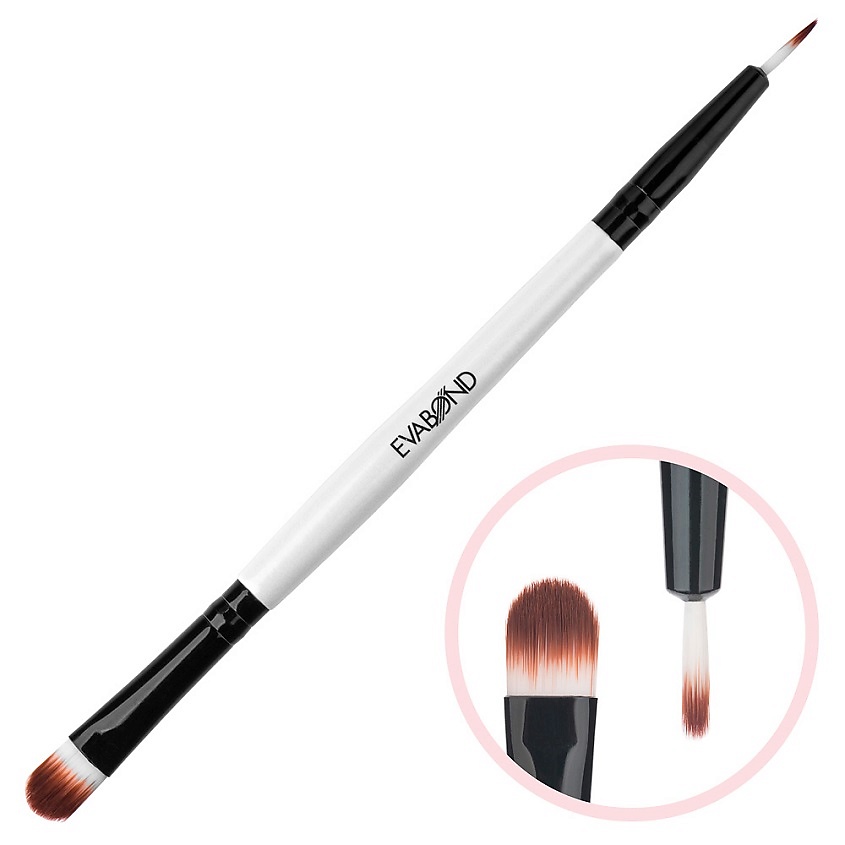 Изображение товара EVABOND Кисть макияжная двухсторонняя для подводки и теней, Комбинированный, 1шт
