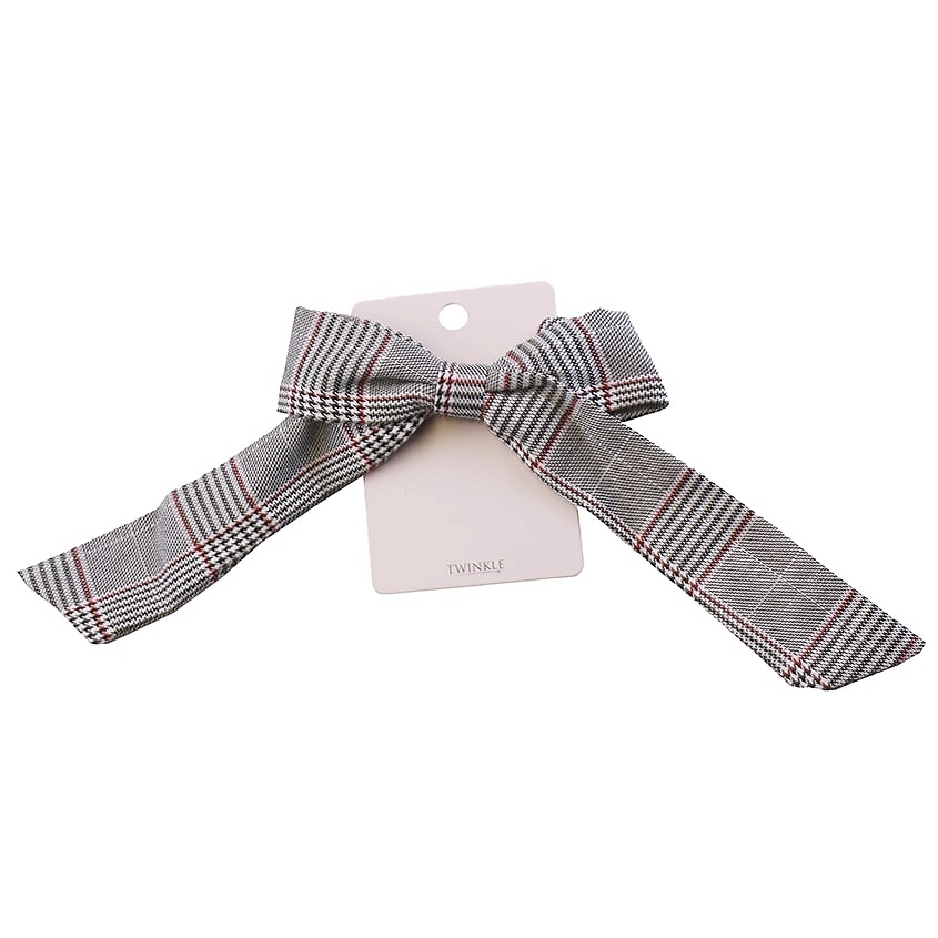 Изображение товара TWINKLE Резинка для волос с бантом Gray Checker, 1 шт.