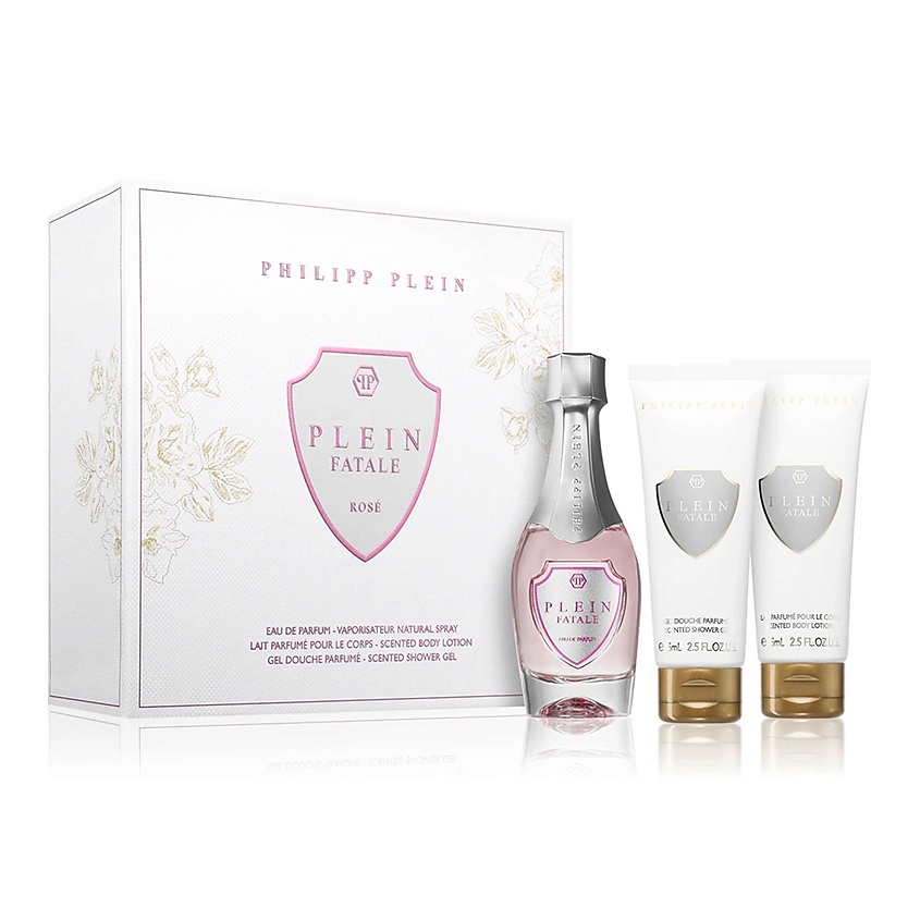 Изображение товара PHILIPP PLEIN Женский набор Fatale Rose, Парфюмерная вода, спрей 50 мл + Крем для тела 75 мл+ Гель для душа 75 мл