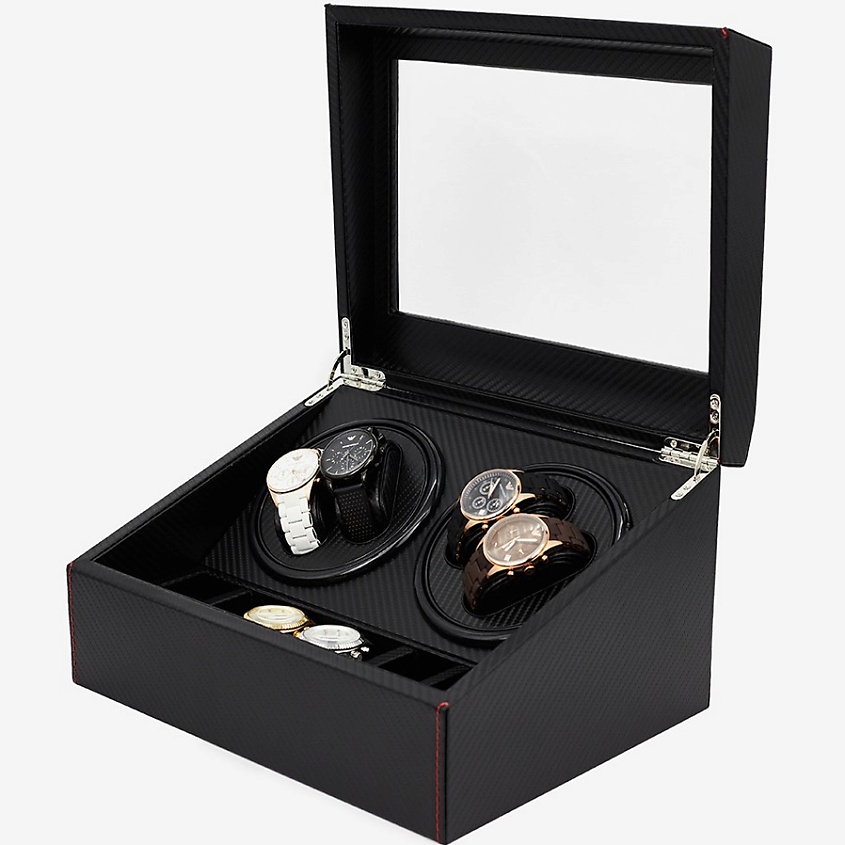 Изображение товара CLOX Шкатулка для подзавода 4 часов и хранения 6 пар часов, W103T, Черный