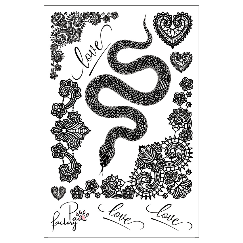 Изображение товара Временные переводные татуировки PAW FACTORY 10x15 см, черный, 1 шт