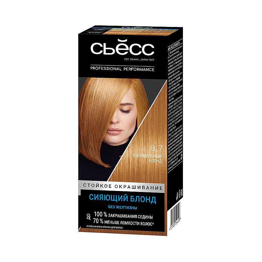 Изображение товара СЬЁСС Стойкая профессиональная крем-краска для волос Color 8-7 Карамельный блонд 115 мл