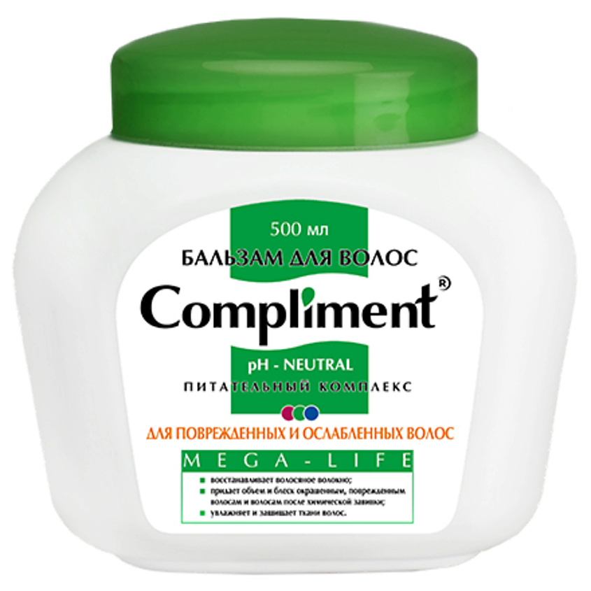 Изображение товара COMPLIMENT Бальзам для поврежденных и ослабенных волос Mega-Life, 500 мл