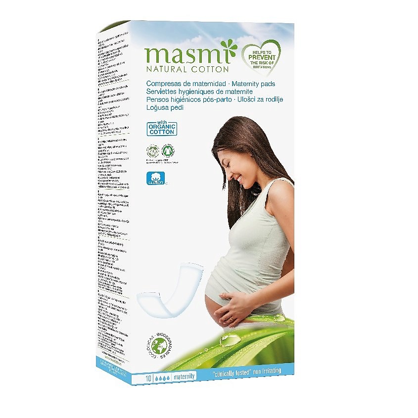 Изображение товара MASMI Гигиенические прокладки для послеродового периода из органического хлопка, 10 шт.