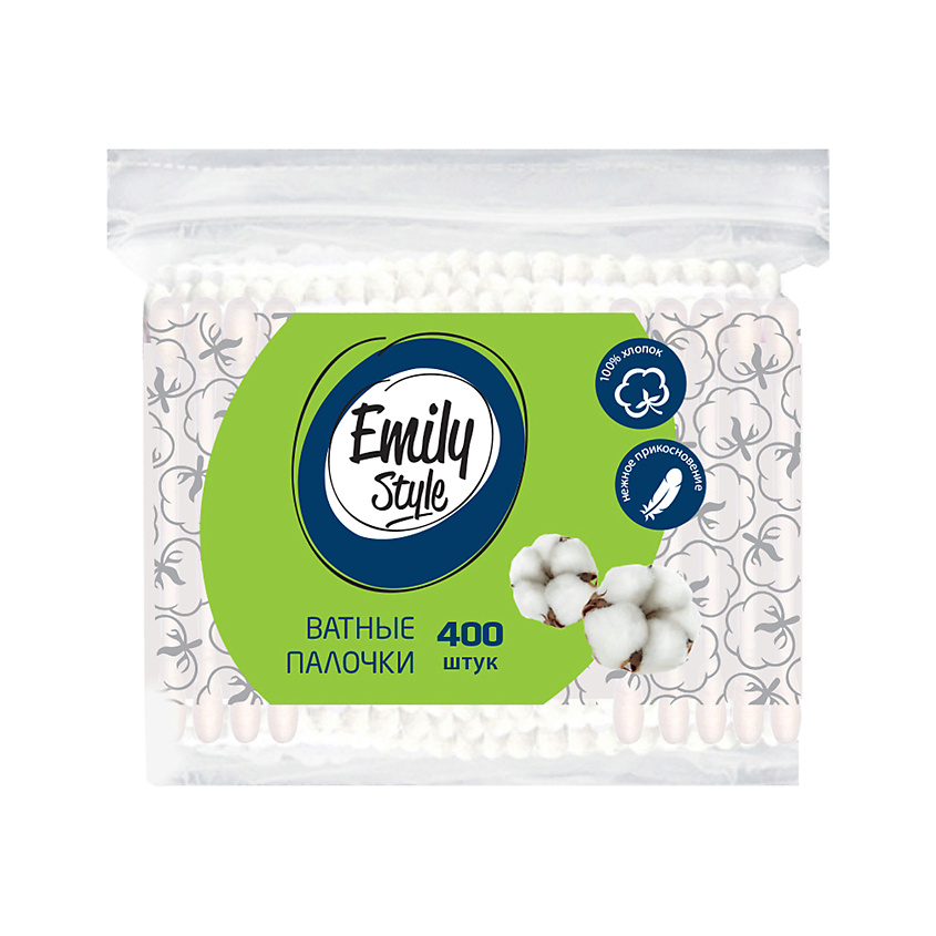 Изображение товара EMILYSTYLE Ватные палочки пакет с зиплоком, 400 шт.