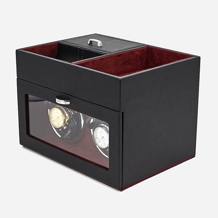 Изображение товара CLOX Шкатулка для двух часов с отделением для хранения, Черный