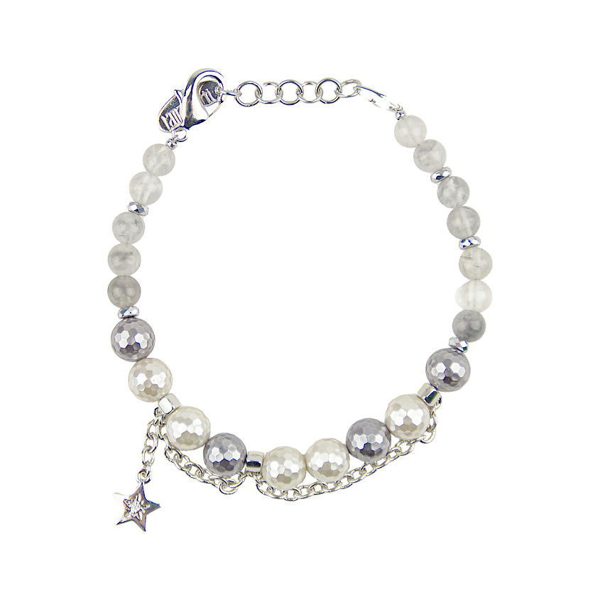 Изображение товара LANZEROTTI Браслет с агатом и перламутром, цвет: Серый, размер: 21