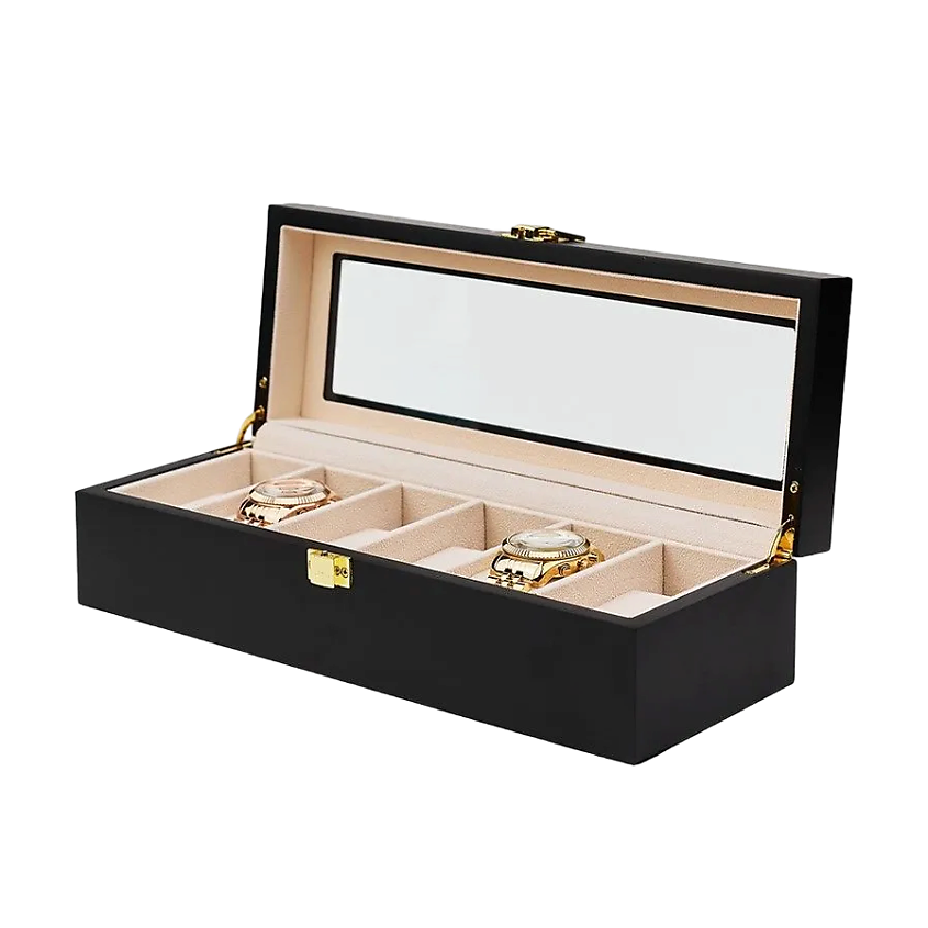 Изображение товара Шкатулка для часов и украшений CLOX W72 черная с прозрачной крышкой