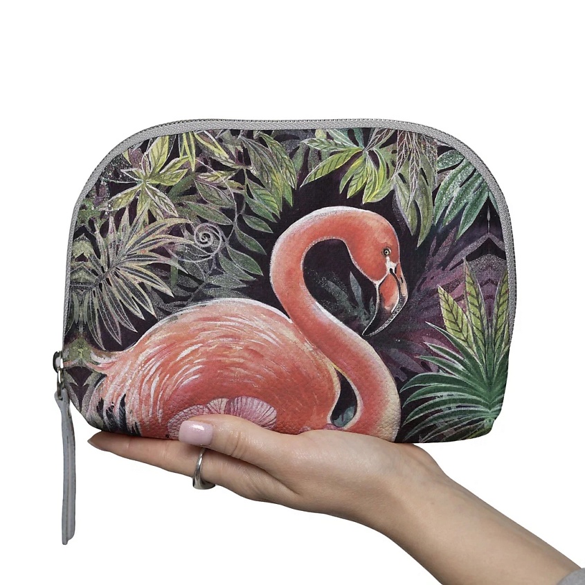 Изображение товара МАХАОН Косметичка женская большая кожаная, розовый, зеленый