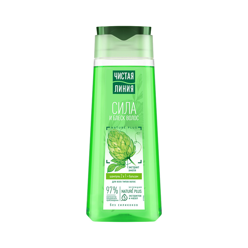 Изображение товара ЧИСТАЯ ЛИНИЯ Шампунь 2в1 Фитотерапия Хмель и Репейное масло, 250 мл