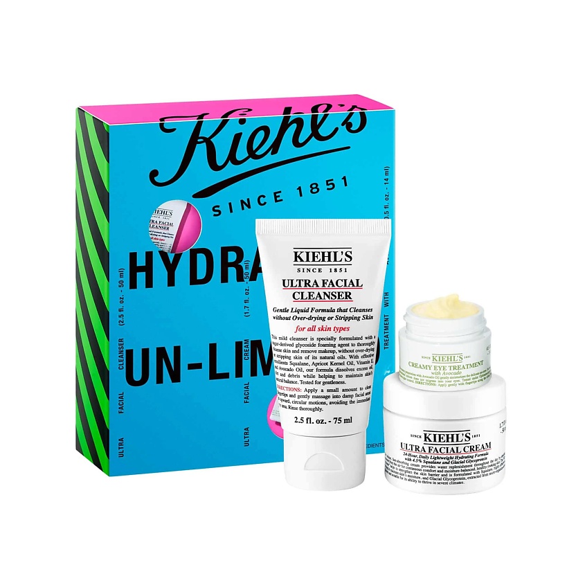 Изображение товара KIEHL'S Набор для ухода за лицом Hydration Un-Limited, 75 мл + 50 мл + 14 мл