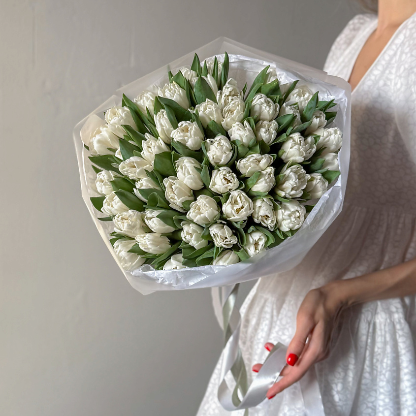 Изображение товара VERESK Букет премиальных белоснежных тюльпанов 49 шт. Veresk 414, 1 шт.