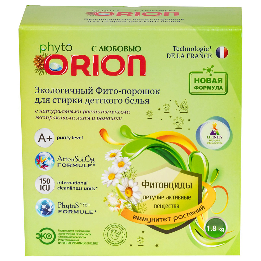 Изображение товара ORION Фито-порошок для детского белья Липа и ромашка 1 шт экологичный