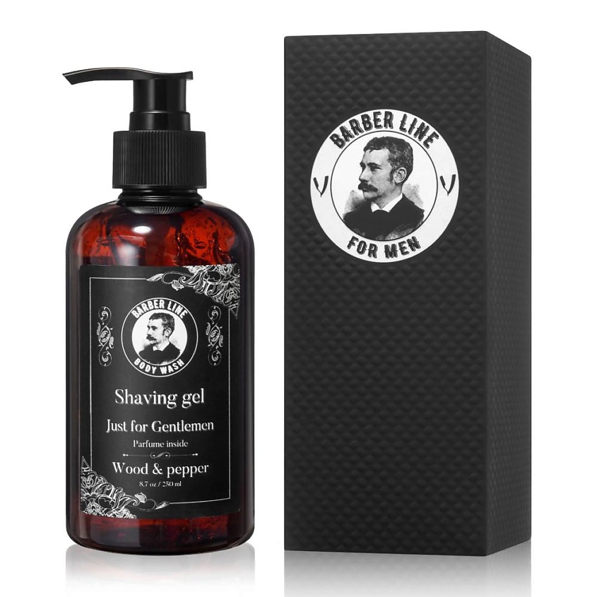 Изображение товара BARBER LINE FOR MEN Гель для бритья, не пенящийся, аромат Wood & Pepper, 250 мл