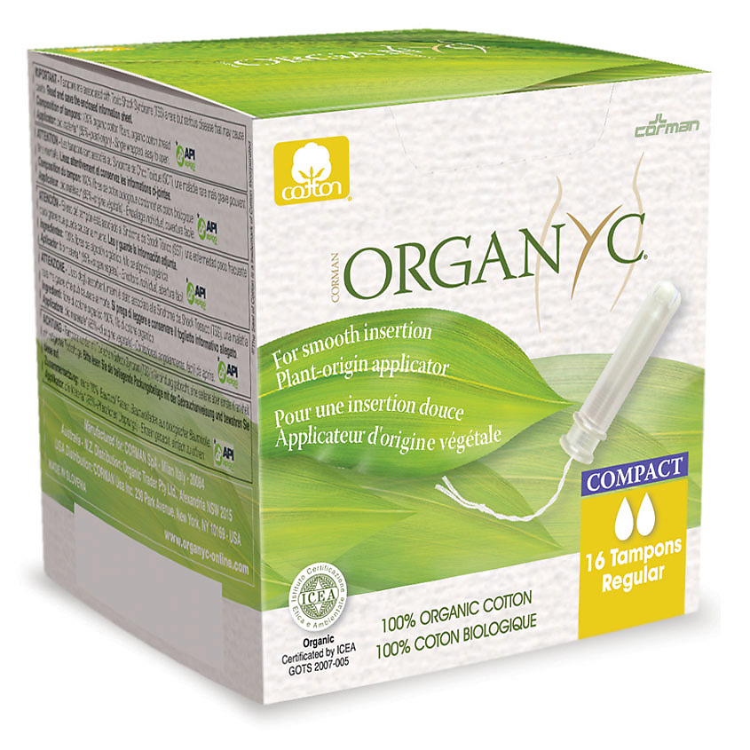 Изображение товара ORGANYC Тампоны гигиенические с компактным аппликатором REGULAR (2 капли), 16 шт.