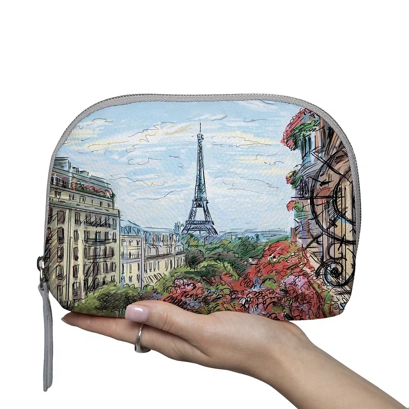 Изображение товара МАХАОН Косметичка женская большая кожаная, голубой