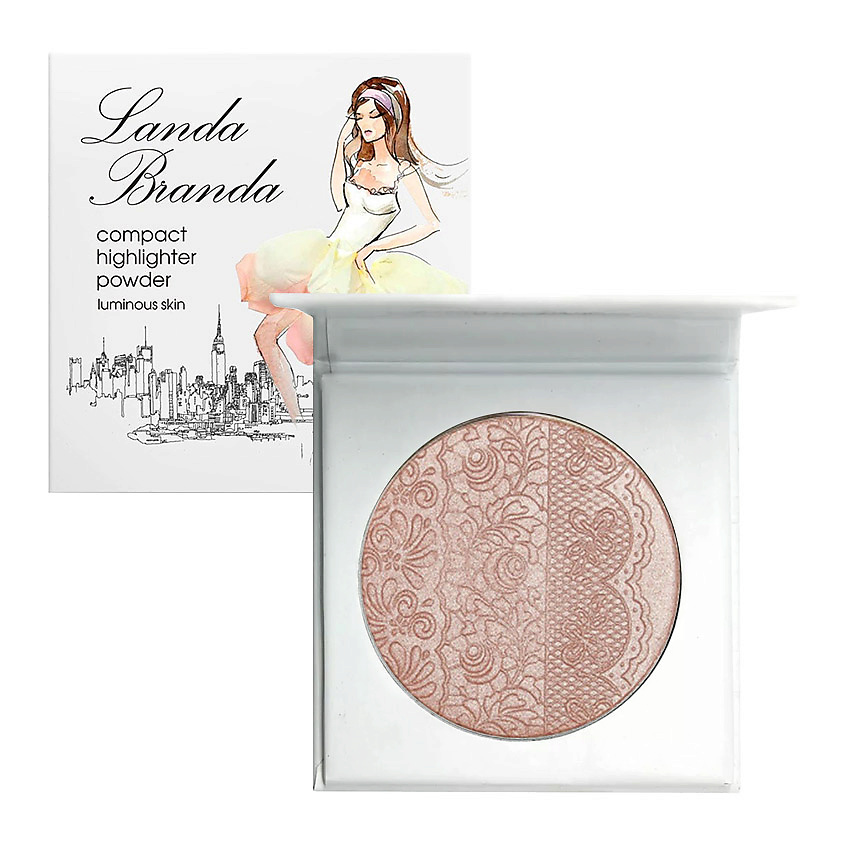 Изображение товара Компактная пудра-хайлайтер LANDA BRANDA № 53 frosty rose 10 г для сияния кожи