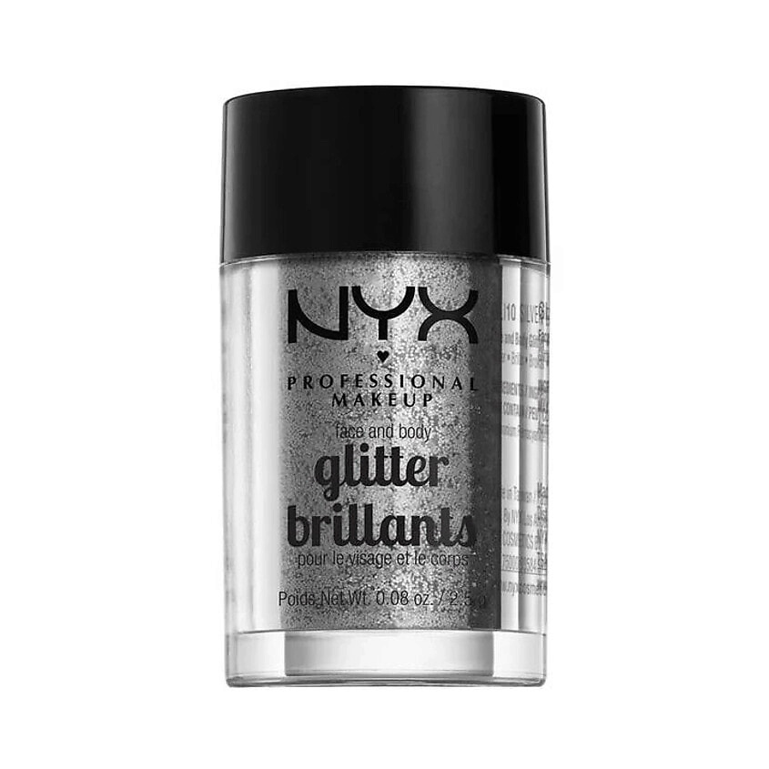 Изображение товара NYX PROFESSIONAL MAKEUP Рассыпчатый глиттер для лица и тела Face & Body Metallic Glitter, Silver