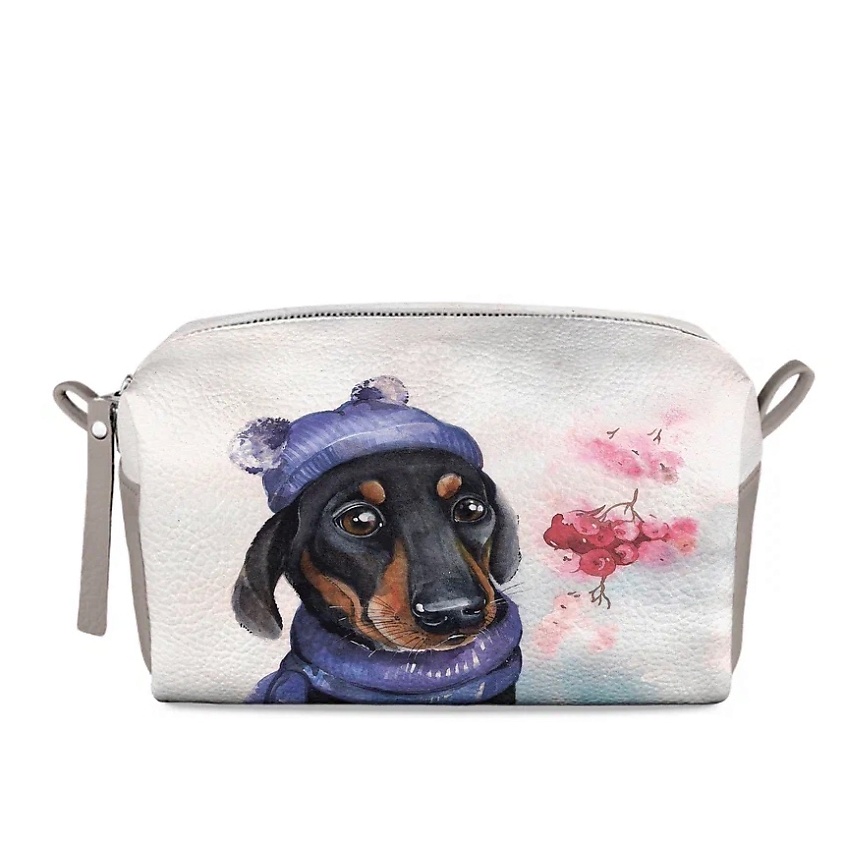 Изображение товара МАХАОН Косметичка женская большая кожаная, белый,черный