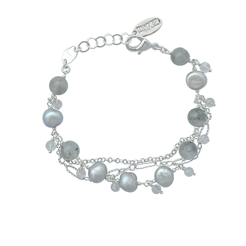 Изображение товара Браслет из бижутерного сплава с жемчугом лабрадоритом и кристаллами Lanzerotti Gelido 22