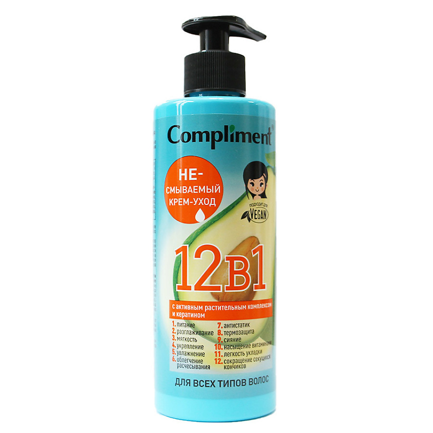 Изображение товара COMPLIMENT Sos несмываемый крем-уход для всех типов волос 12 в1, 400 мл