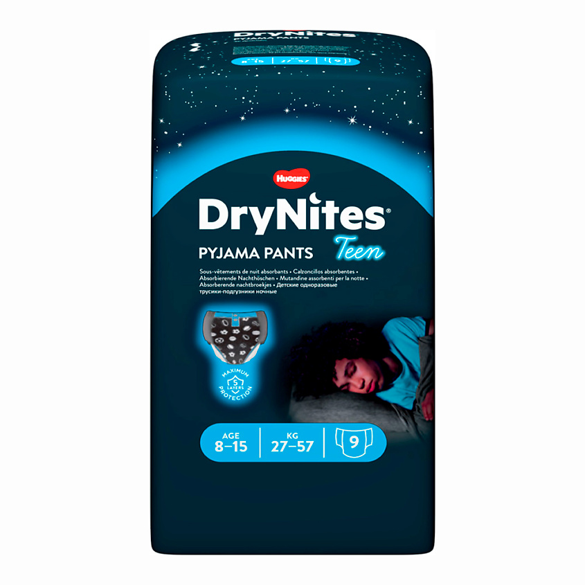 Изображение товара HUGGIES Подгузники трусики Drynites 8-15 лет, 9 шт.