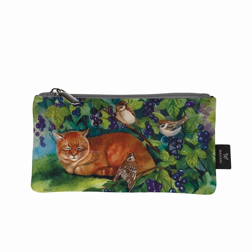 Изображение товара МАХАОН Косметичка женская маленькая кожаная, зеленый, рыжий