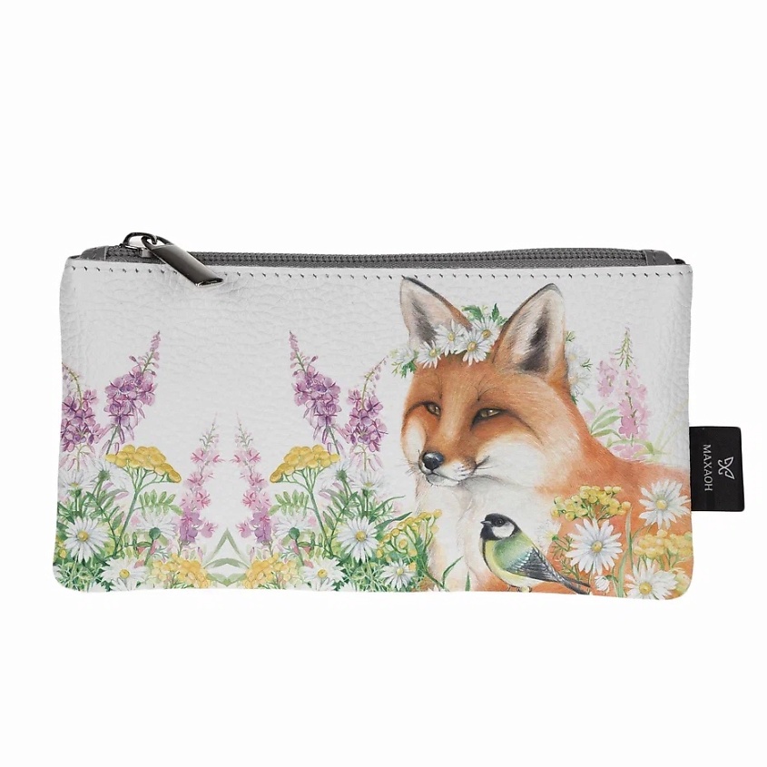 Изображение товара МАХАОН маленькая косметичка из натуральной кожи белого и рыжего цвета