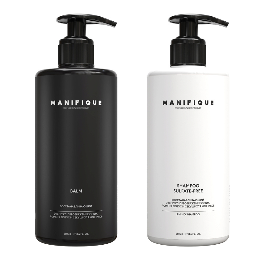 Изображение товара Набор ухода за волосами бессульфатный шампунь и бальзам 550 мл + 550 мл Manifique