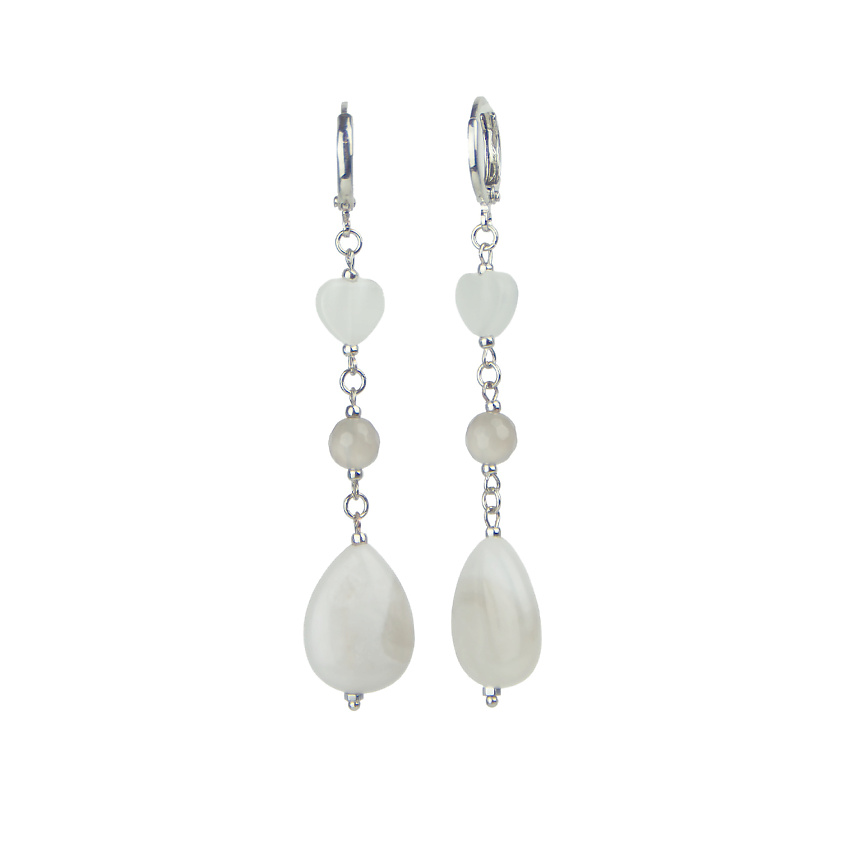 Изображение товара LANZEROTTI Серьги Gelido, с агатом и кошачьим глазом, цвет: Серый, размер: 7