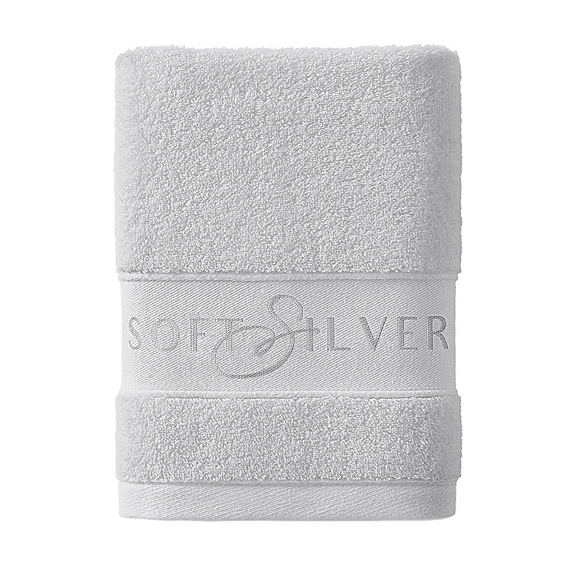 Изображение товара SOFT SILVER Антибактериальное махровое полотенце универсальное 50х90 см. Цвет: «Благородное серебро» (серый), 1 шт.