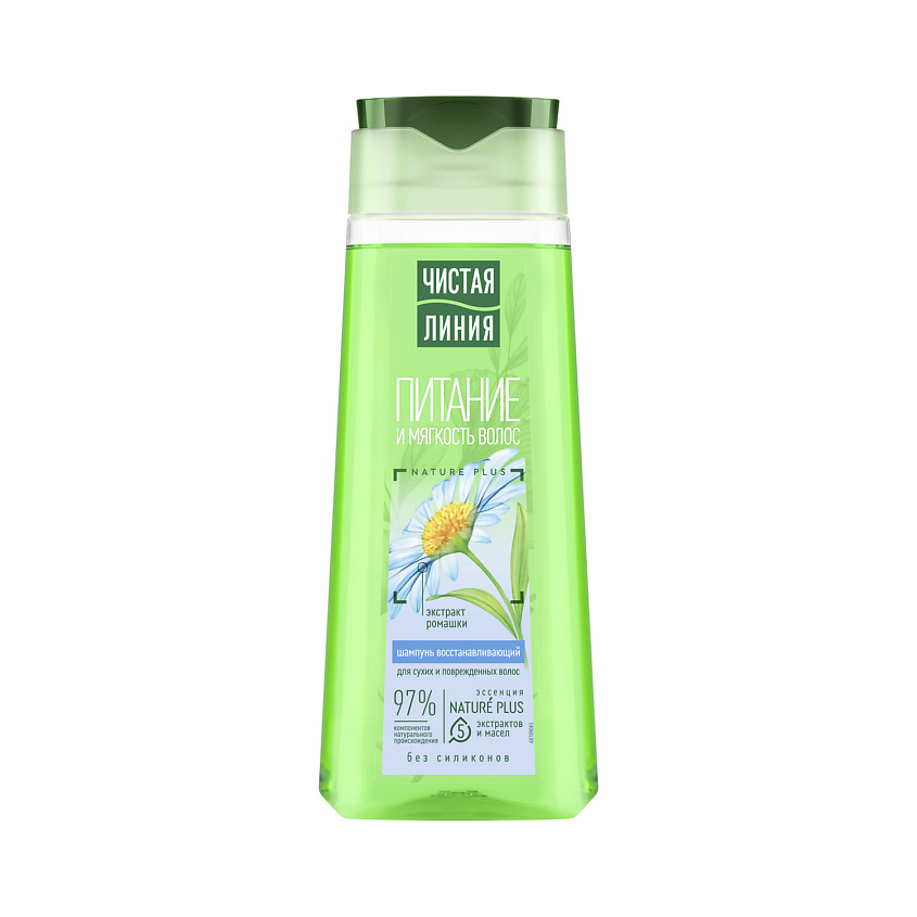 Изображение товара ЧИСТАЯ ЛИНИЯ Шампунь Восстанавливающий для сухих поврежденных волос Ромашка, 250 мл
